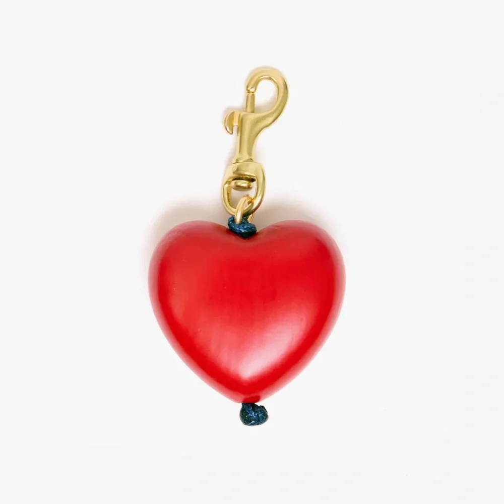 Clare V Grand heart fob in poppy NWT retail $85